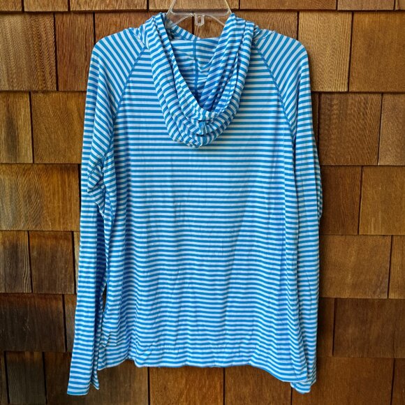 NEW GAP FIT Black/White/Blue Stripe Long Sleeve Stretch Hoodies Women's X-Large - Picture 14 of 16